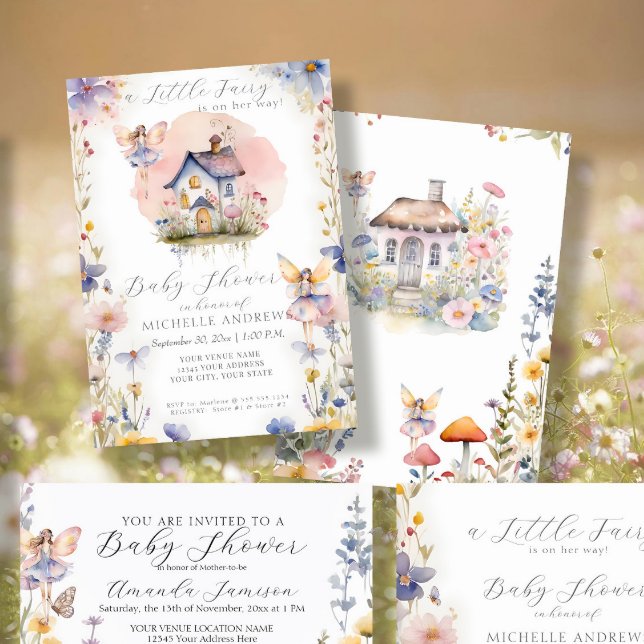 Invitation Petite fée enchantée sur le chemin Rose fille bébé (Créateur téléchargé)