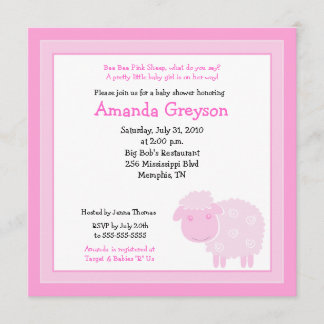 Invitation Petite ferme de moutons roses 5x5 Baby shower Invi