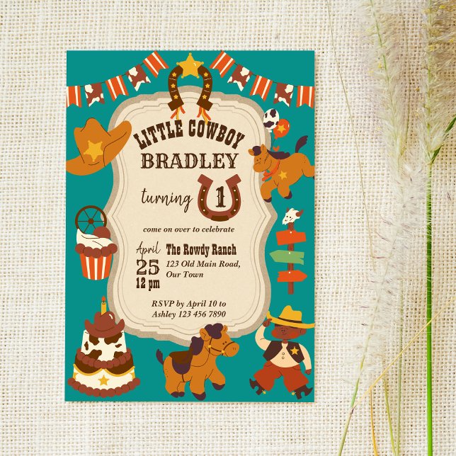 Invitation Petite fête anniversaire de enfant de cowboy (Créateur téléchargé)