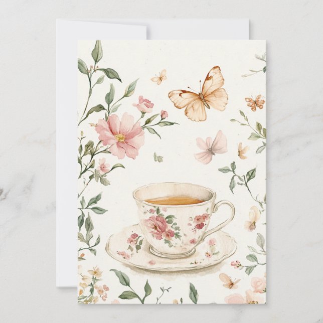 Invitation Petite Fête Bébé Little Blooms | Rose & Sage (Devant)