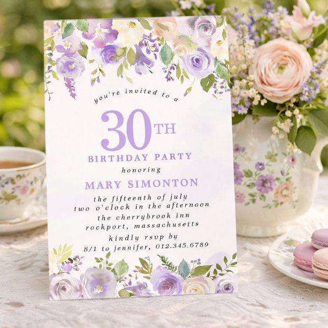 Invitation PETITE Fête d'anniversaire 30 ans Fleurs de rose v (Créateur téléchargé)