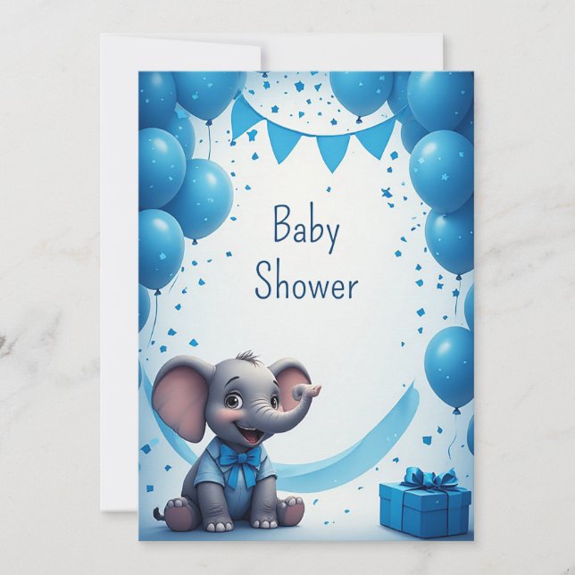 Invitation Petite fête d'anniversaire de l'éléphant 🐘 (Devant)