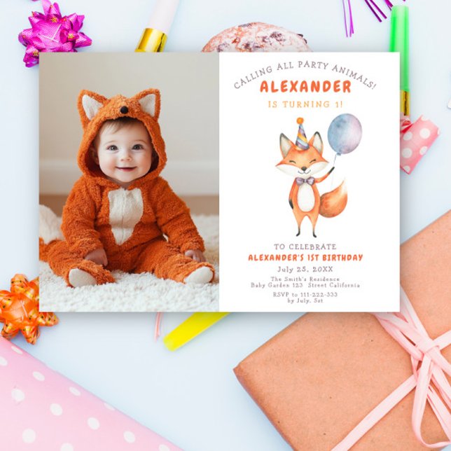 Invitation Petite fête d'anniversaire de Renard (Créateur téléchargé)