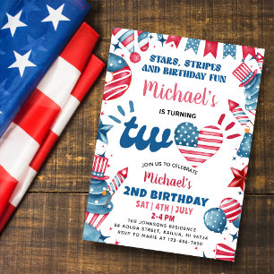 Invitation Petite Fête d'anniversaire du 4 juillet pour les 2
