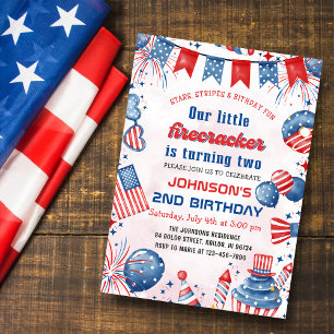 Invitation Petite Fête d'anniversaire du 4 juillet pour un 2e