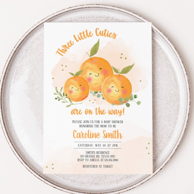 Invitation Petite Fête de Bébé au Citron Orange Cutie (Oranges Baby Shower Invitation)