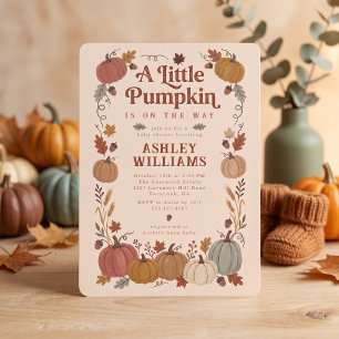 Invitation Petite Fête de Bébé Citrouille d'Automne
