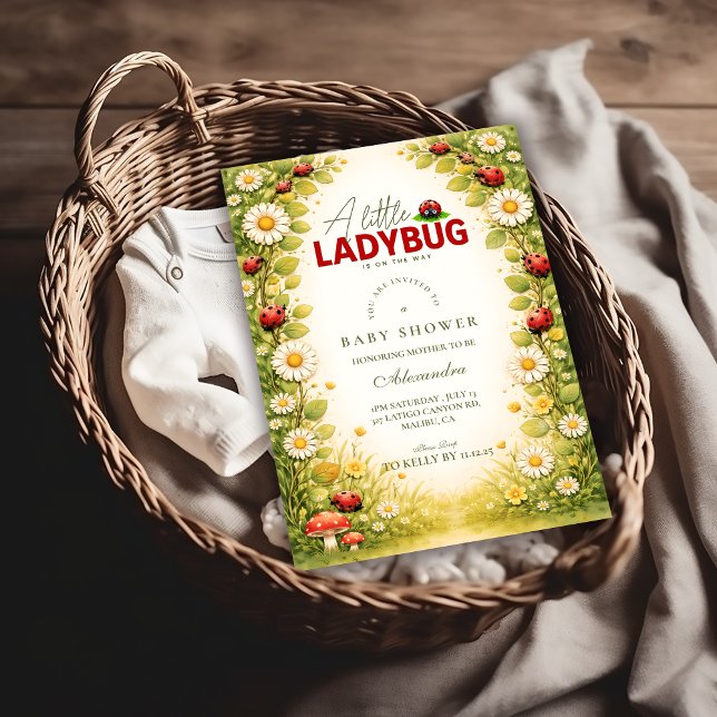 Invitation Petite Fête de Bébé Coccinelle de Jardin (Créateur téléchargé)
