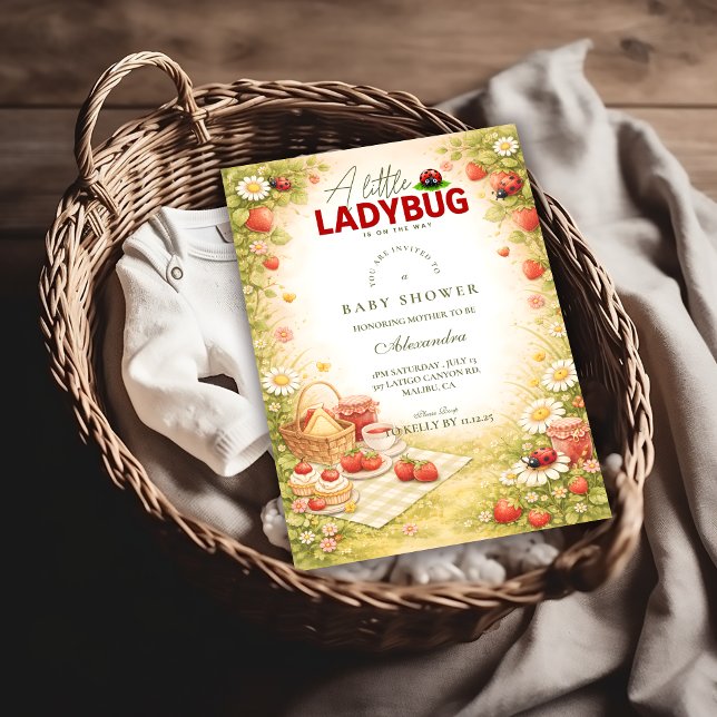 Invitation Petite Fête de Bébé Coccinelle de Jardin (Créateur téléchargé)