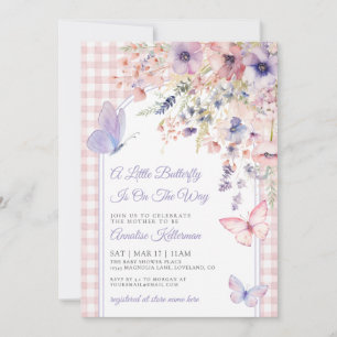 Invitation Petite Fête de Bébé Fleur de Papillon