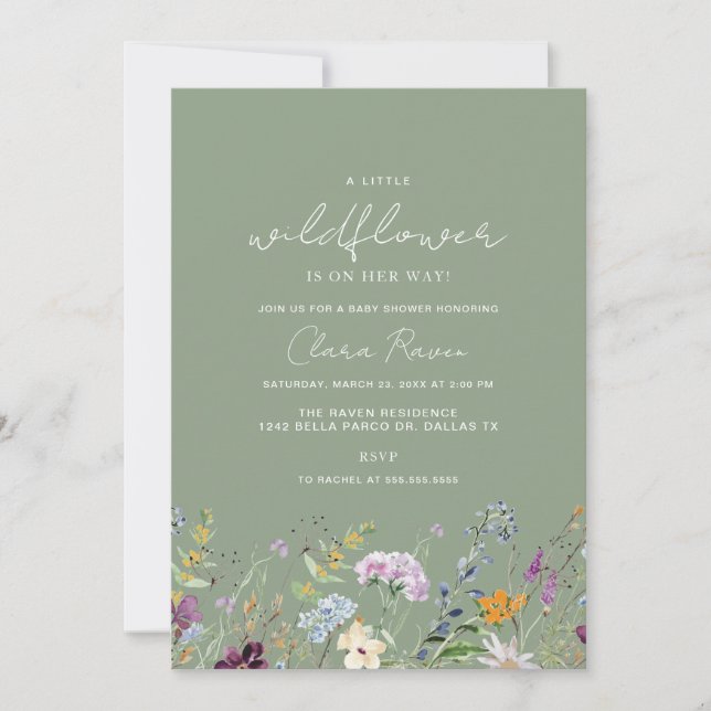 Invitation Petite Fête de Bébé Fleur de Sauge Petite Fleur Sa (Devant)