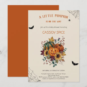 Invitation Petite Fête de Bébé Halloween Rustique de Citrouil