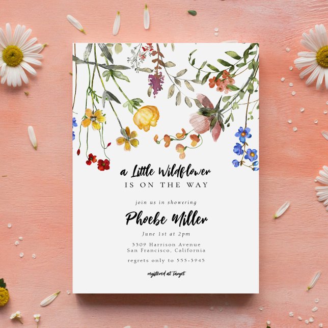 Invitation Petite Fête de Bébé Jardin de Fleurs Sauvages (Créateur téléchargé)
