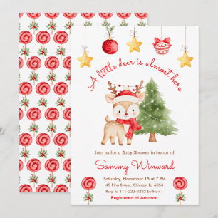 Invitation Petite Fête de Bébé Renne de Noël