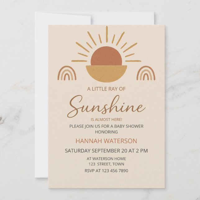 Invitation Petite Fête de Naissance Bohème Mixte  (Devant)