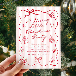 Invitation Petite fête de Noël joyeuse rouge dessinée à la ma