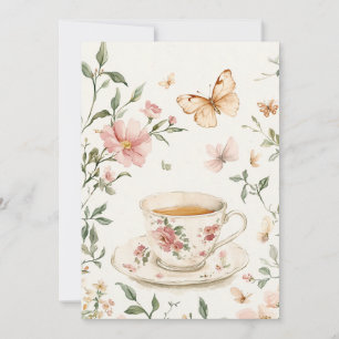 Invitation Petite Fête pour Bébé   Rose Poudré & Sauge