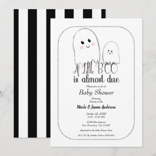 Invitation Petite Fête Prénatale d'Halloween Fantôme BOO Litt