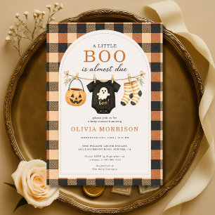 Invitation Petite Fête Prénatale Halloween à Carreaux pour Bé