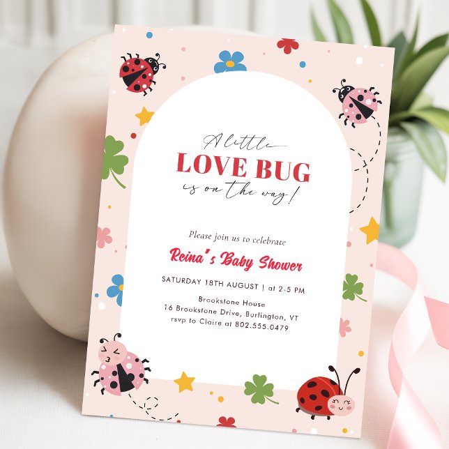 Invitation Petite Fête Prénatale Love Bug Wildflower Bébé (Créateur téléchargé)