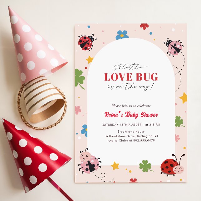 Invitation Petite Fête Prénatale Love Bug Wildflower Bébé (Créateur téléchargé)