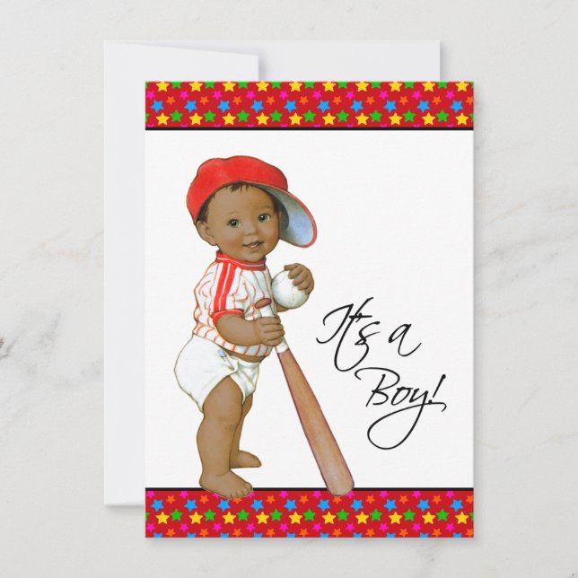 Invitation Petite Fête Prénatale pour le Bébé Garçon Star (Devant)