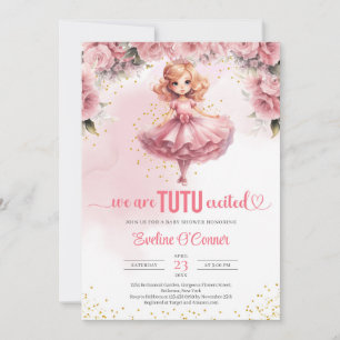 Invitation Petite fille avec tutu ballerine robe Baby shower