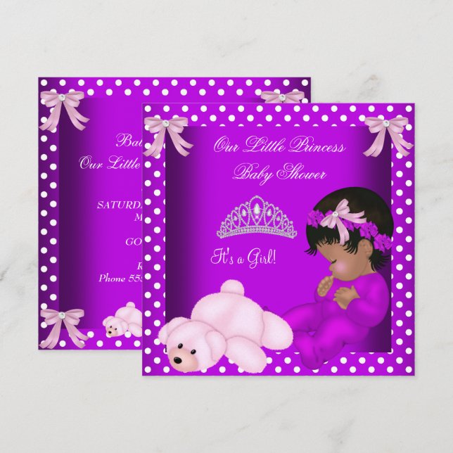Invitation Petite fille Baby shower afro-américaine (Devant / Derrière)