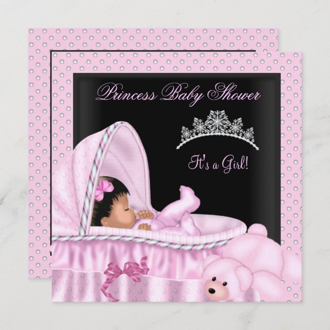 Invitation Petite fille Baby shower afro-américaine (Devant / Derrière)