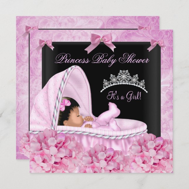 Invitation Petite fille Baby shower afro-américaine (Devant / Derrière)