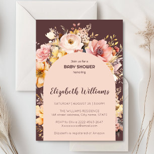 Invitation Petite fille baby shower de pivoines rose vierge