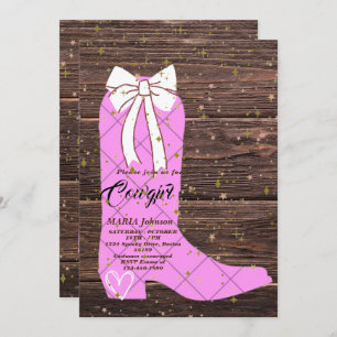 Invitation Petite fille Bootie Baby shower en bois Brown Invi