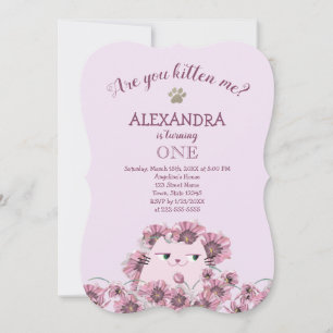 Invitation Petite Fille Chat Anniversaire
