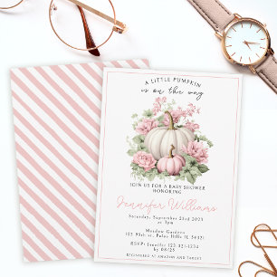 Invitation Petite fille citrouille rose baby shower