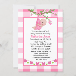 Invitation Petite fille dans le Baby shower de l'arbre du coe