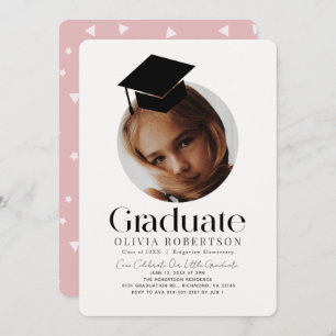 Invitation Petite fille de la casquette de graduation minimal