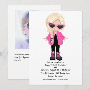 Invitation Petite Fille de Mode Photo de Fête