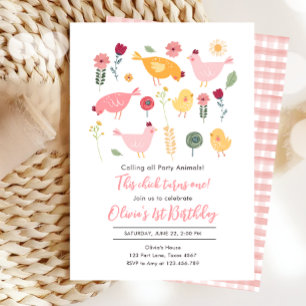 Invitation Petite Fille De Poulets Ferme Pâques Poulet Annive
