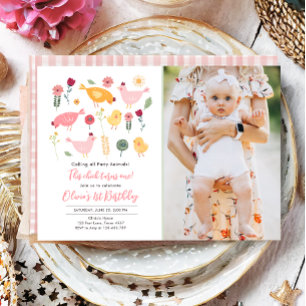 Invitation Petite Fille De Poulets Ferme Pâques Poulet Annive