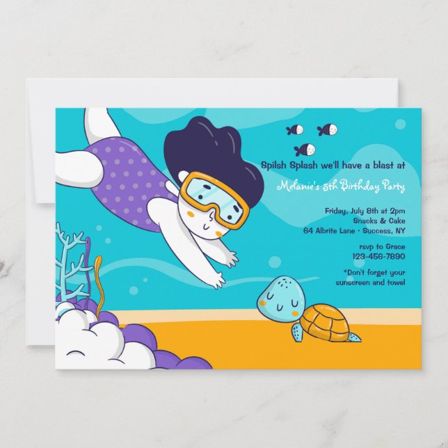 Invitation Petite Fille en Apnée (Devant)