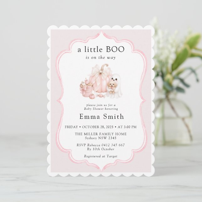 Invitation Petite Fille Halloween Bébé Fille Mignonne Célébra (Debout devant)