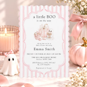 Invitation Petite Fille Halloween Rose Little Boo Baby Shower