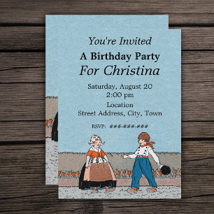 Invitation Petite fille hollandaise Robe traditionnelle garço