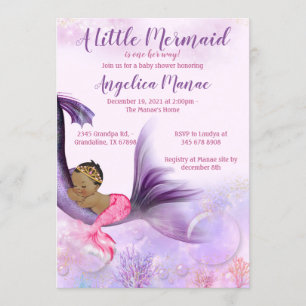 Invitation Petite fille invitée par le baby shower Mermaid