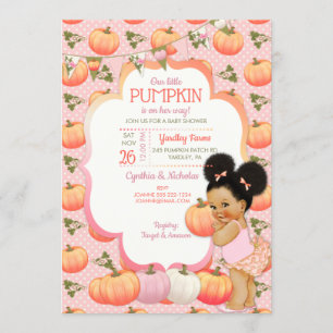 Invitation Petite fille Little Pumpkin Baby Shower Moyen Pomp