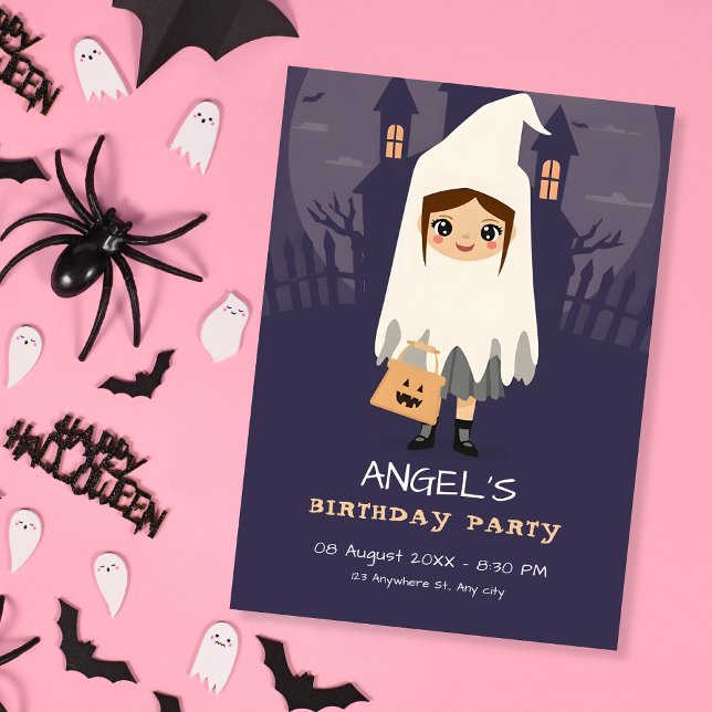 Invitation Petite fille mignonne anniversaire éffrayant (Créateur téléchargé)