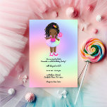 Invitation Petite fille noire colorée Tutu fête d'anniversair<br><div class="desc">Célébrez la journée spéciale de votre petit avec cette délicieuse invitation d'anniversaire ! Dotée d'une adorable illustration d'une petite afro-américaine dans un tutu vibrant tenant une sucette, dressée contre un arrière - plan arc-en-ciel pastel, cette invitation est parfaite pour des fêtes fantaisistes et amusantes. Entièrement personnalisable avec le nom de...</div>