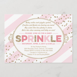 invitation petite fille or rose rayures