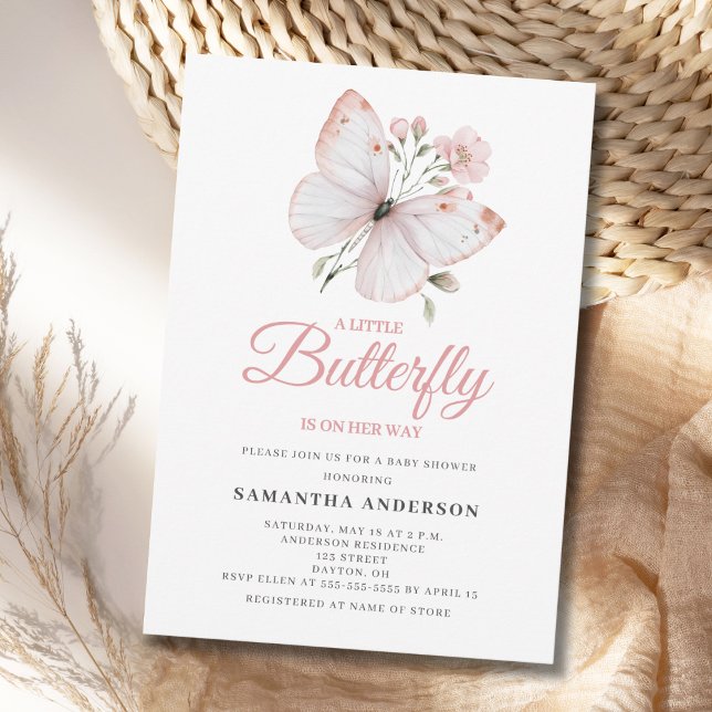 Invitation Petite Fille Papillon Rose Baby Shower (Créateur téléchargé)