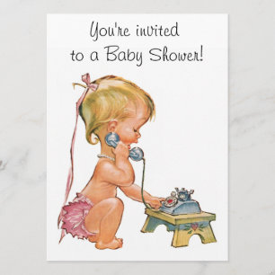 Invitation Petite fille parlant au téléphone